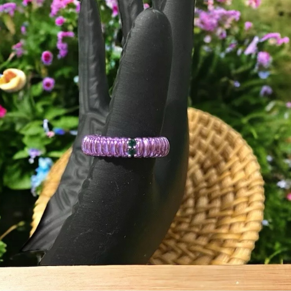 Virtual Garden ring in sterling silver with a purple finish and two 2 mm